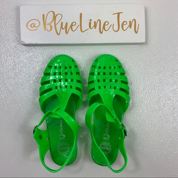 green jelly shoes